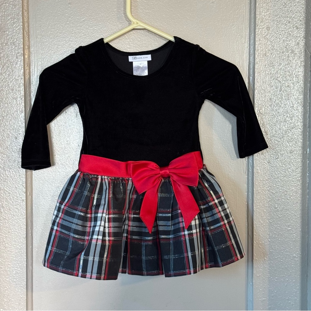 Bonnie Jean Elegant Plaid‎ Red & Black Dress Toddler Girl’s 3T